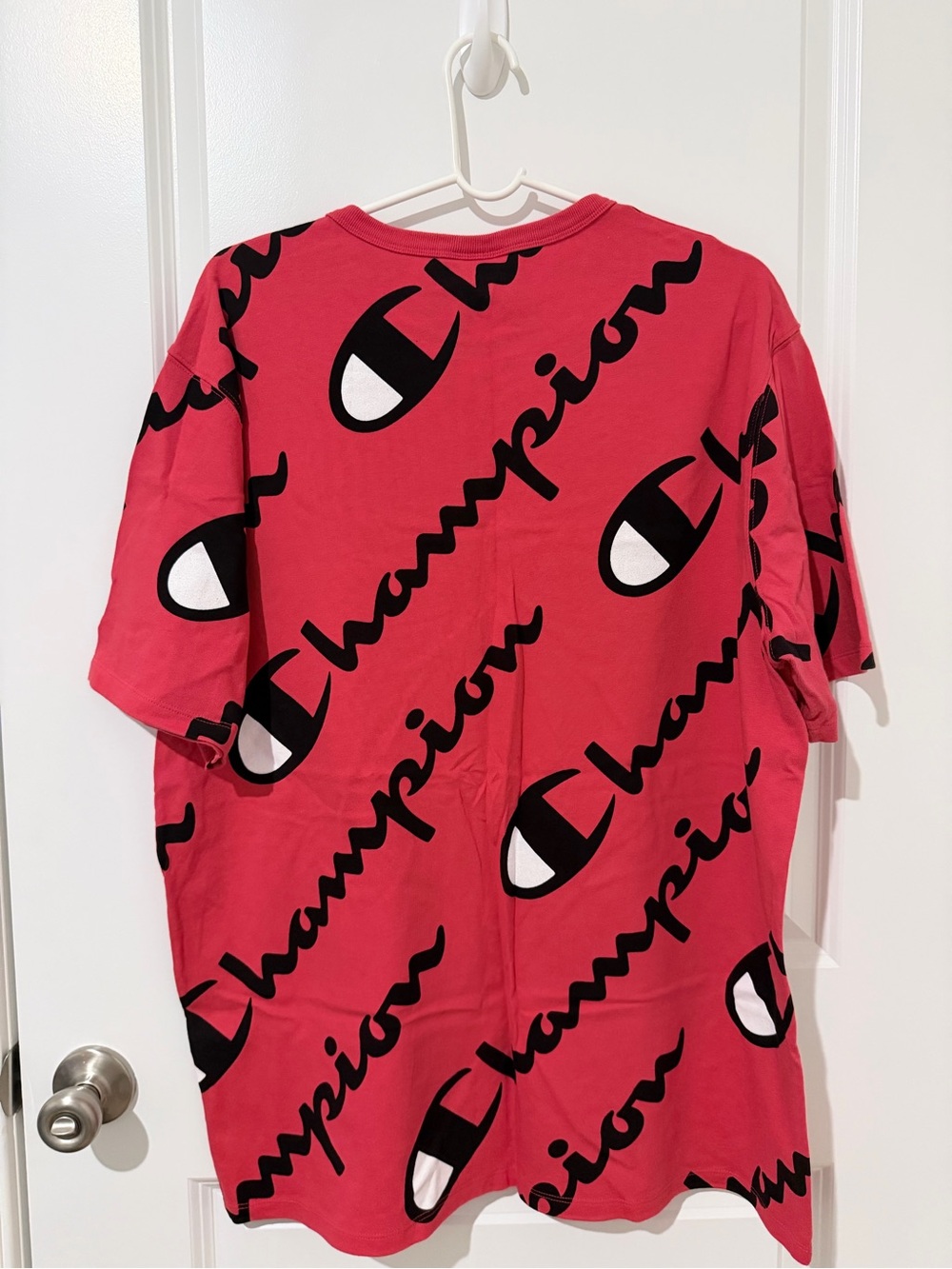 Champion Mens Red All-Over Logo Tee - Picture 3 of 3